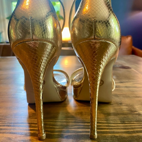 Jordyn Metallic Snake Embossed Leather Platform Sandal - Picture 8 of 9